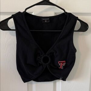 Hype and Vice Texas Tech Black Cropped Ring-Detail Tank Top
